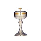 Smooth silver ciborium with chiselled bunch of grapes