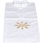 White polyester and cotton alb with embroidered JHS