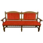 Chestnut bench with red upholstery