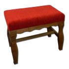 Chestnut bench with red upholstery