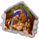 Nativity scene with the Holy Family and adoring shepherds