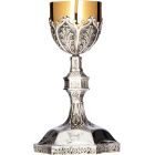 Chiselled silver chalice with hexagonal base