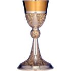 Silver chalice with golden elements in relief