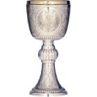 Silver chalice with chiselled liturgical elements