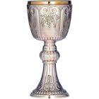 Silver chalice with engraved grapes and spikes