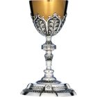 Chiselled silver chalice with golden cup