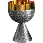 Chalice in chiselled metal with gold plating
