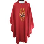 Red Franciscan embroidered chasuble