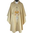 Golden Christ on the Cross embroidered chasuble