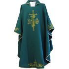 Polyester chasuble with embroidered Crosses green