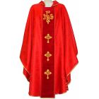 Damask chasuble with stolon in red velvet