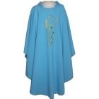 Light blue chasuble with liturgical embroidery