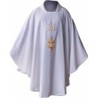 Chasuble in polyester and wool with white gold JHS