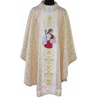 Beige Good Shepherd brocade chasuble