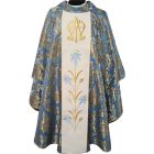 Marian chasuble with central embroidered stolon blue