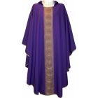 Polyester chasuble with golden central gallon purple