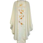 White polyester chasuble with spikes and Cross embroidered