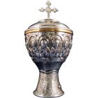 Ciborium of the Last Supper in bronze with silver bath