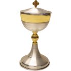 Metal ciborium with gold bath in knot and cup