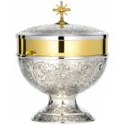 Chiselled sterling silver ciborium with gold stripe