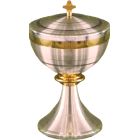 Ciborium in smooth metal with gold plating
