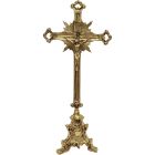 Rococo Base Brass Tabletop Crucifix