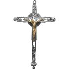 Chromed processional cross with gilded Christ