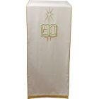 White Alpha and Omega embroidered ambo cover