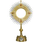 Bronze monstrance with gold bath for a 20 cm shape.