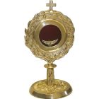 Reliquary - monstrance in gilt metal with relief decoration