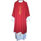 Dalmatic polyester with Cross and spikes embroidered red