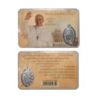 Holy card of Pope Francis with medal | Yellow