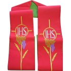 JHS embroidered liturgical stolon | reversible red/green