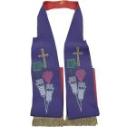 Catholic clergy stole | Jerusalem Cross embroidery red/purple