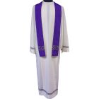 Small travel clergy stole | Reversible purple & beige