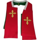 Reversible stole with red / green embroidered Cross