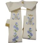 Marian Priest Stole | Monogram and flower embroidery