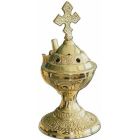 Home incense burner with Cross golden color