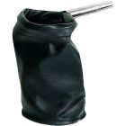 Leatherette beggar with metal handle
