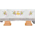 Communion table cloths with Cross, JHS, spikes and grapes embroidered