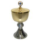 Mini ciborium in two-tone blue gold-plated metal