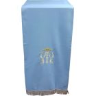 Light blue lectern cloth with Marian insignia
