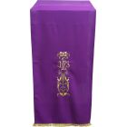 Lectern cloth with JHS and other purple liturgical embroideries