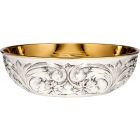 Engraved silver paten with gold interior