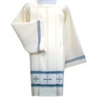 Beige Catholic surplice with gray hemstitch embroidery