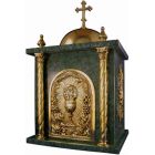 Tabernacle in bronze and marble with chiselled chalice