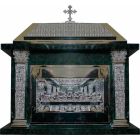 Tabernacle of marble and bronze with silver bath