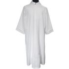 White 100% polyester plain altar server robe