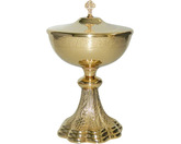 Gold-plated metal ciborium with polylobed base