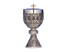 Silver ciborium with the Last Supper in relief